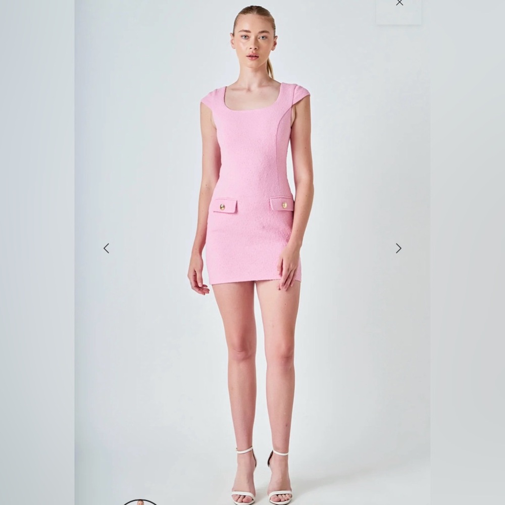 Pink Cap Sleeve Mini Dress